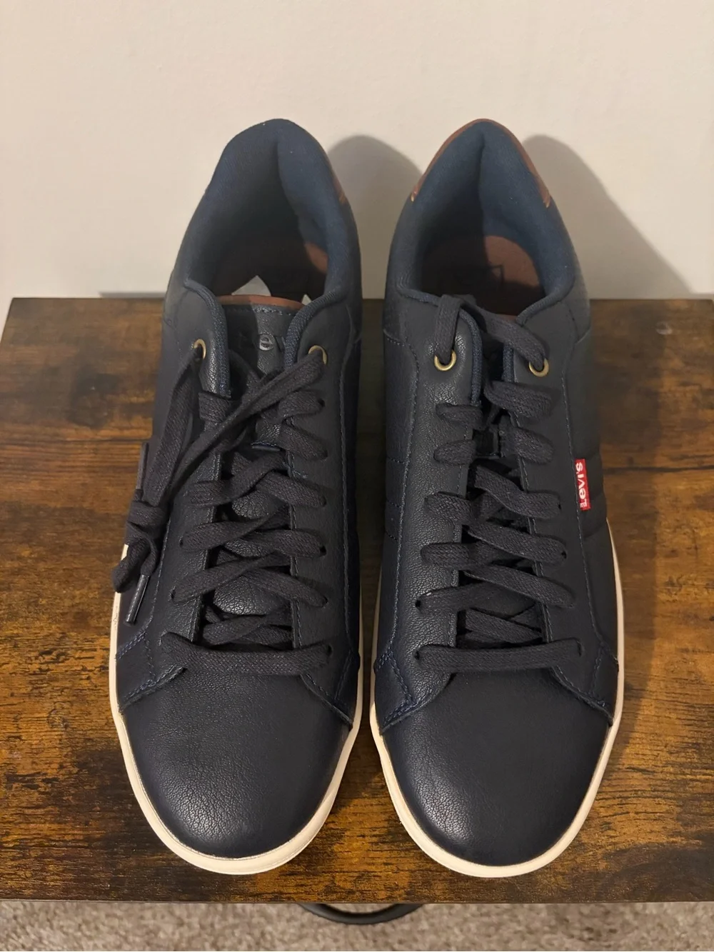 Levi's Men's Navy Sneakers with Brown Heel Accent